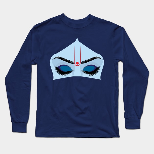 Krishna eyes on blue Long Sleeve T-Shirt by AnnArtshock